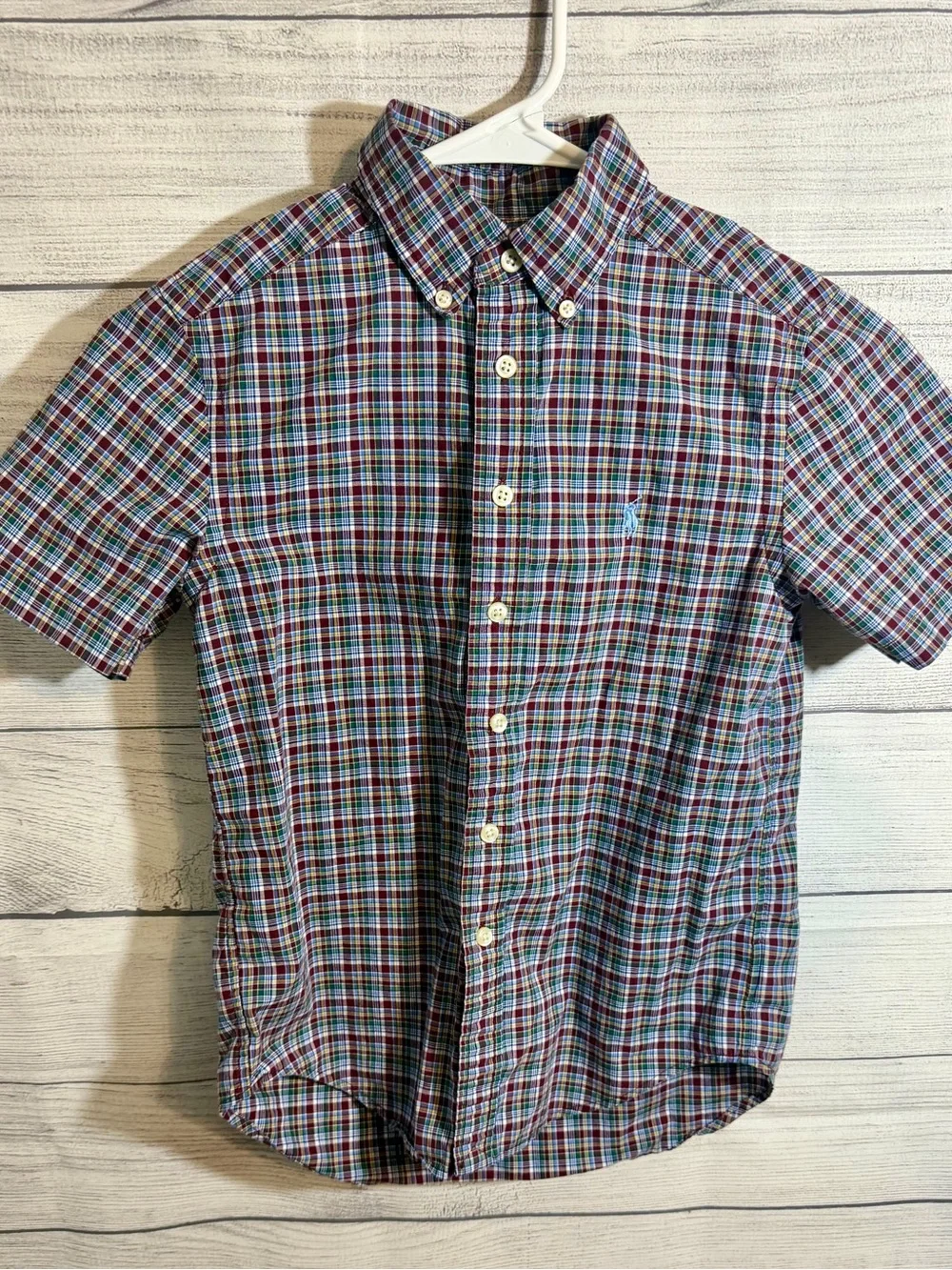 Ralph Lauren Short-Sleeve Plaid Button-Down Shirt - Blue, Red, Green